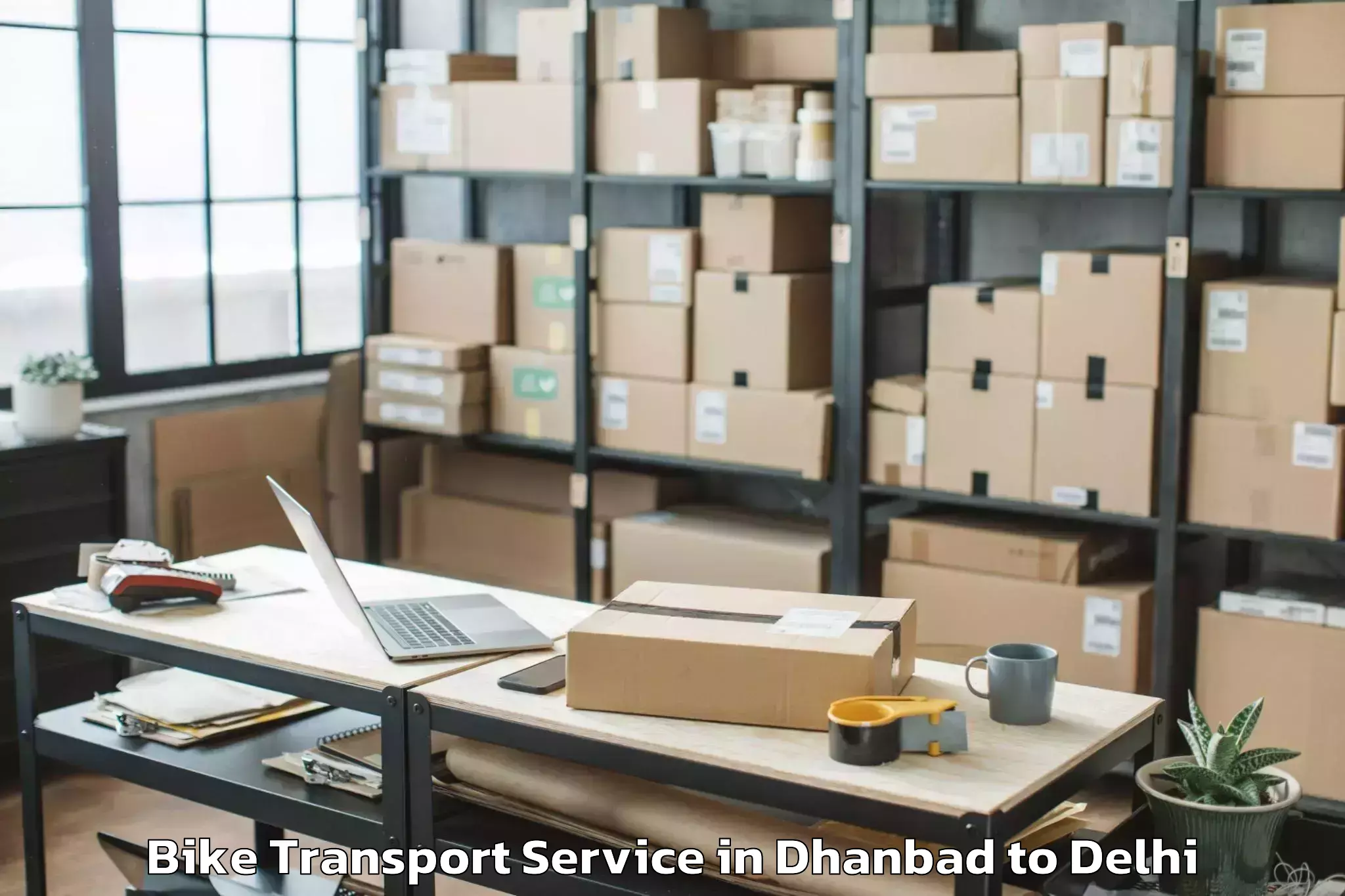 Hassle-Free Dhanbad to Karol Bagh Bike Transport